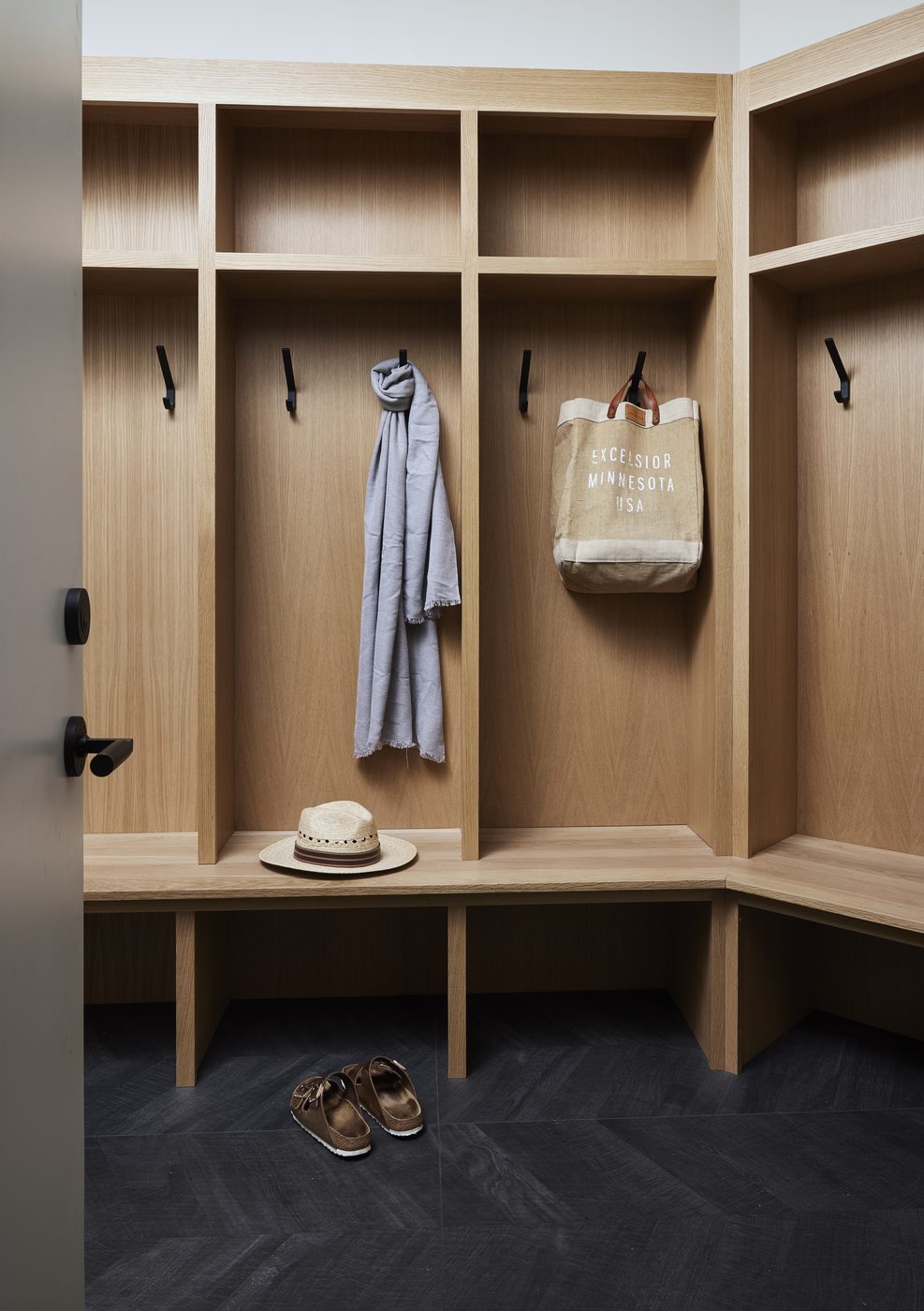 White oak mudroom lockers